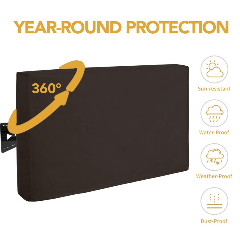 Easy-Going Outdoor TV Cover for 44 to 46 inches LCD, LED, Waterproof, Weatherproof and Dust-Proof TV Screen Protectors with Cleaning Cloth (46 inch,Chocolate) - Image 3